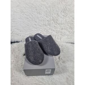Neiman Marcus Cashmere Slippers Womens Small Crystal Rhinestone Slip On Shoes